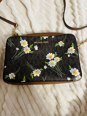 Michael Kors Brown Floral Crossbody Bag